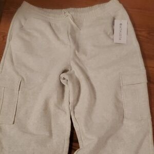 Athleta Pantalon Light Gray Fleece Cargo Pants